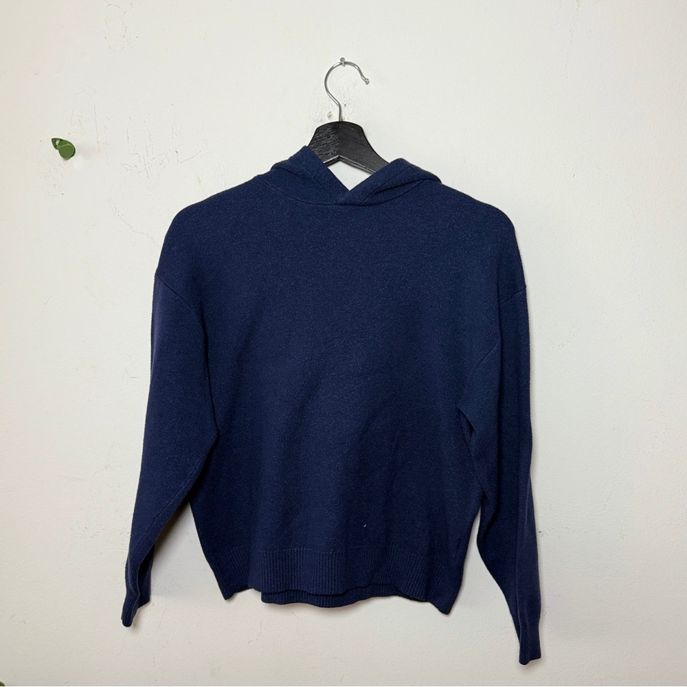 Zara Kids Hooded Knit Sweatshirt. - Navy Blue